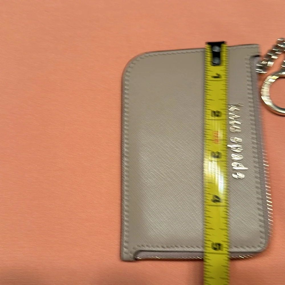 New Kate Spade Leather Card Holder/Key Chain. Neutral color.